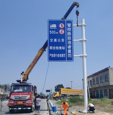 渭南双悬臂标志杆、交通标志杆制作、门架立柱加工厂家